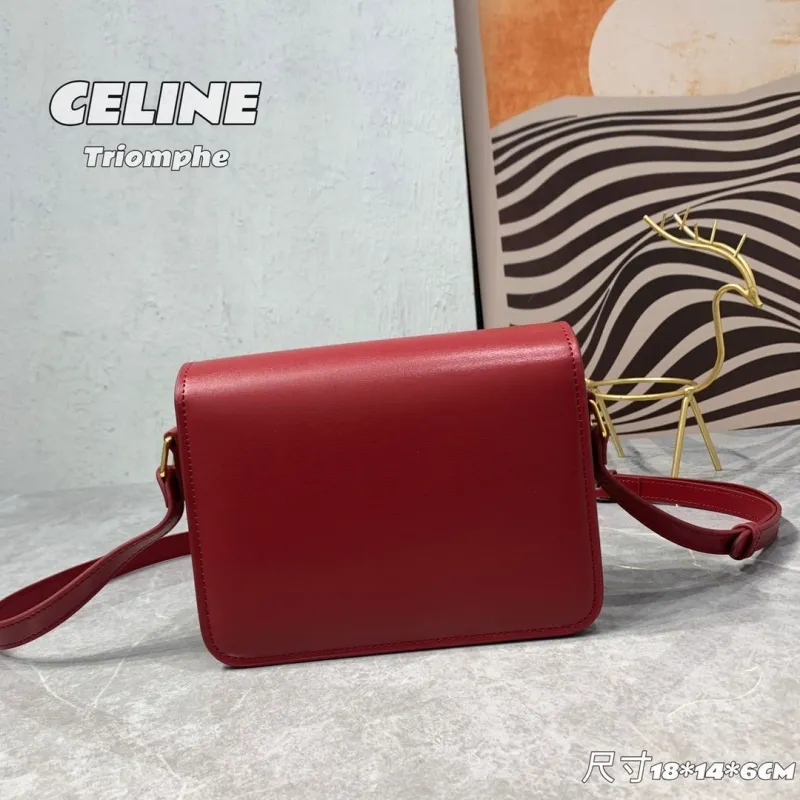 Celine Triomphe Red Crossbody Satchel Bag - Image 3