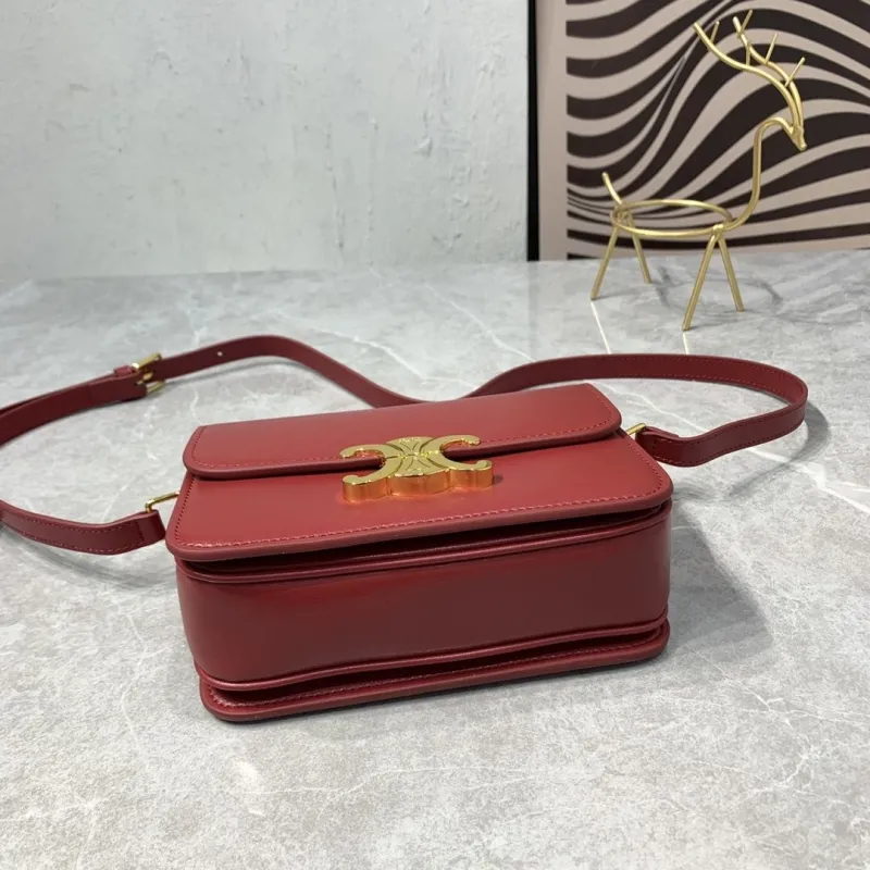 Celine Triomphe Red Crossbody Satchel Bag - Image 7