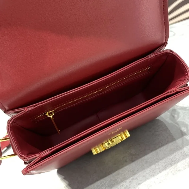 Celine Triomphe Red Crossbody Satchel Bag - Image 8