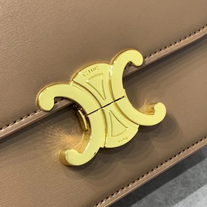 Celine Triomphe Brown Leather Crossbody Bag - Image 4