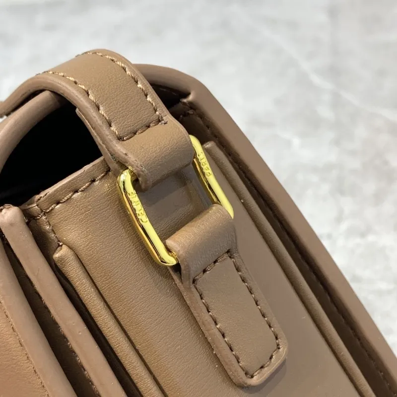 Celine Triomphe Brown Leather Crossbody Bag - Image 5