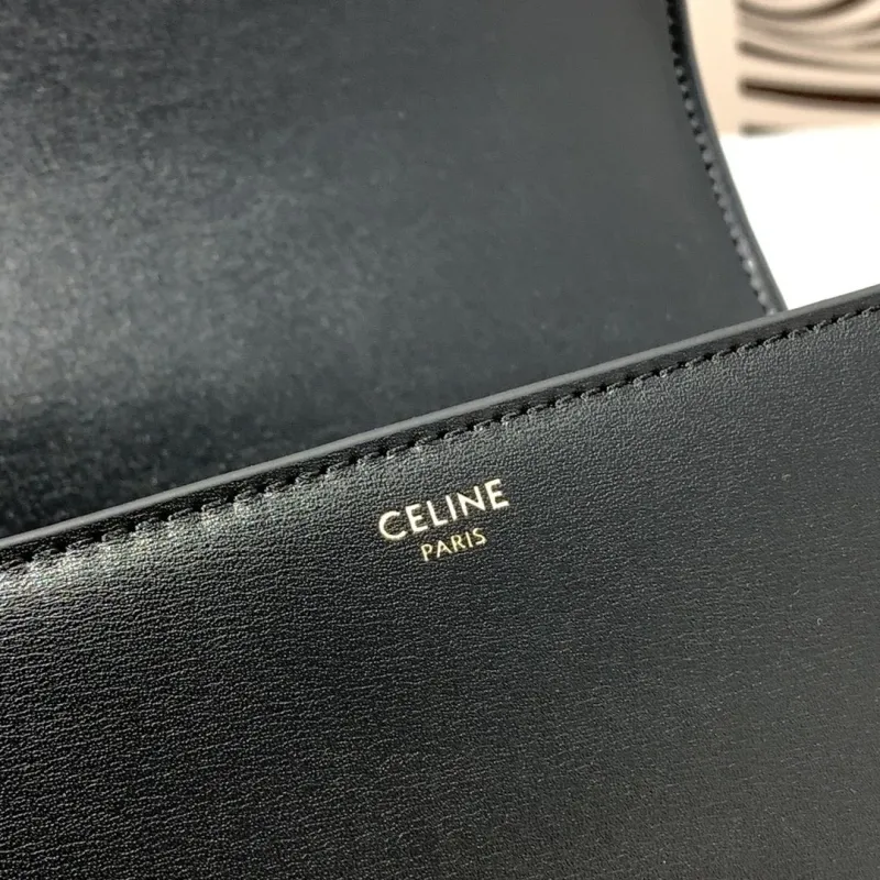 Celine Triomphe Black Leather Satchel Bag 186 - Image 9