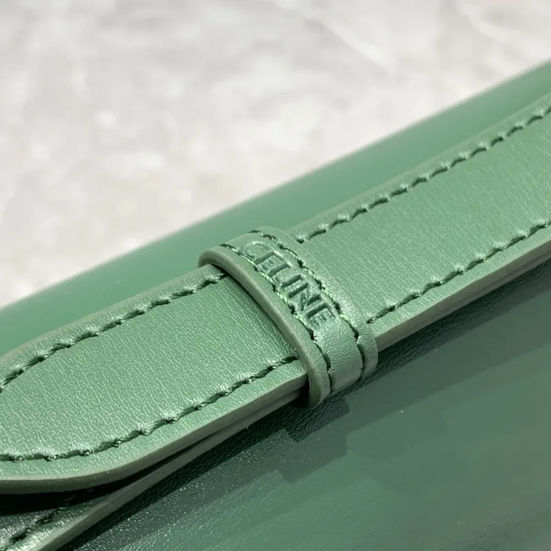 Celine Triomphe Green Leather Satchel Crossbody Bag - Image 6
