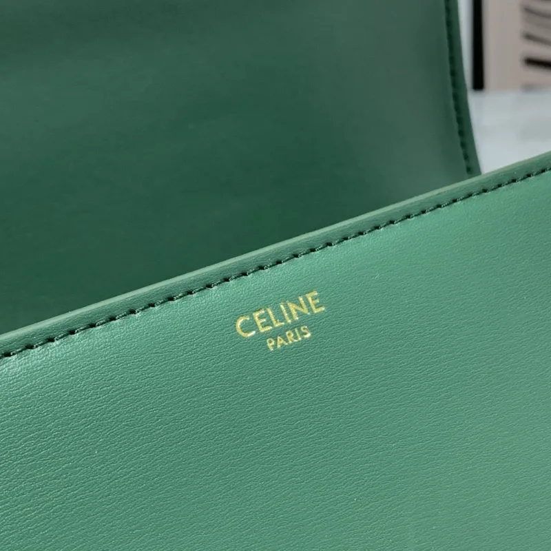 Celine Triomphe Green Leather Satchel Crossbody Bag - Image 8