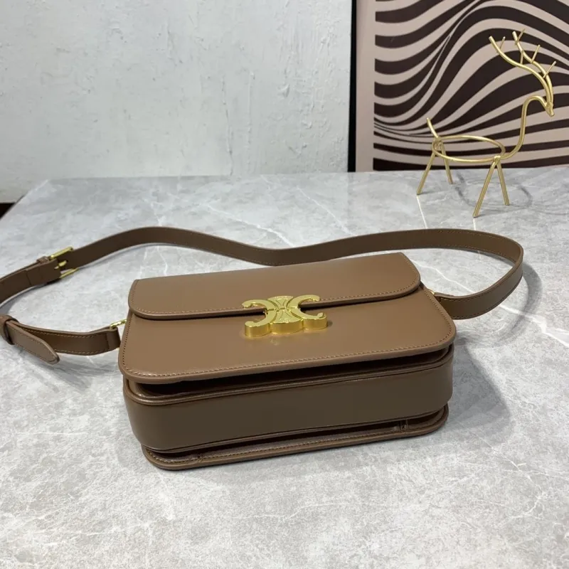 Celine Triomphe Brown Satchel Crossbody Bag - Image 7