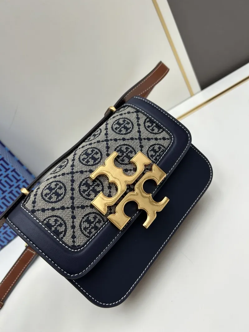 Tory Burch Navy Brown Crossbody Satchel Bag - Image 4