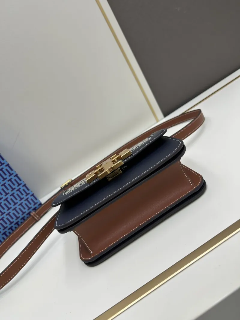 Tory Burch Navy Brown Crossbody Satchel Bag - Image 5