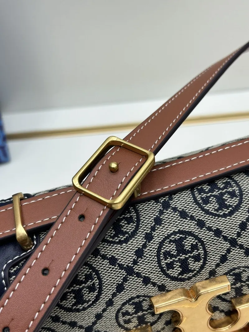 Tory Burch Navy Brown Crossbody Satchel Bag - Image 6