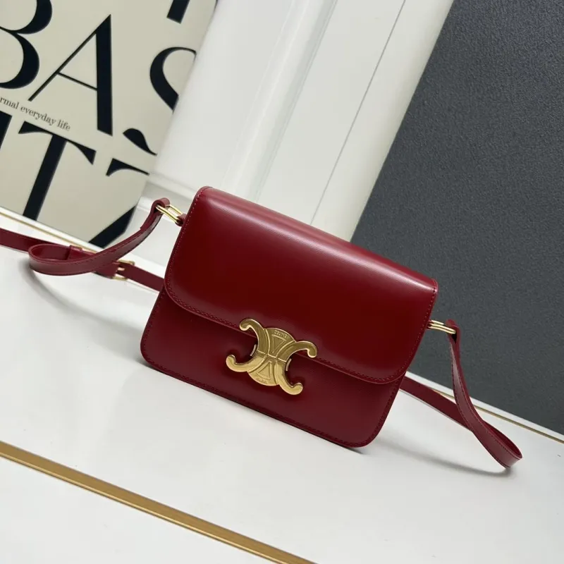 Celine Red Leather Crossbody Satchel Bag