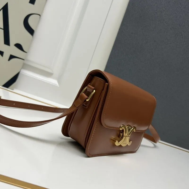 Alternative view of Celine Brown Leather Crossbody Satchel Bag