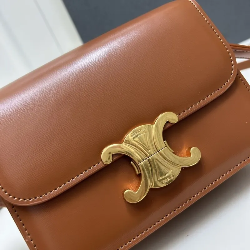 Celine Brown Leather Crossbody Satchel Bag - Image 4