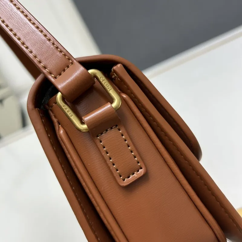 Celine Brown Leather Crossbody Satchel Bag - Image 5