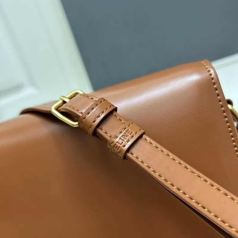 Celine Brown Leather Crossbody Satchel Bag - Image 6