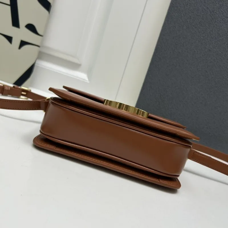 Celine Brown Leather Crossbody Satchel Bag - Image 7