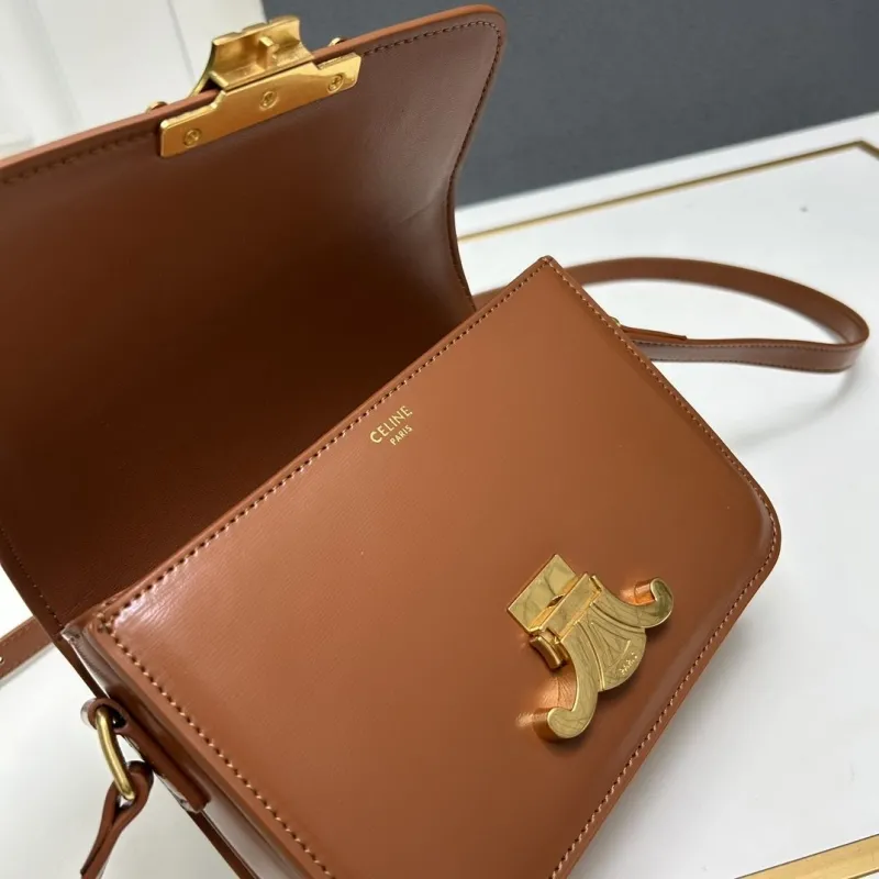 Celine Brown Leather Crossbody Satchel Bag - Image 8