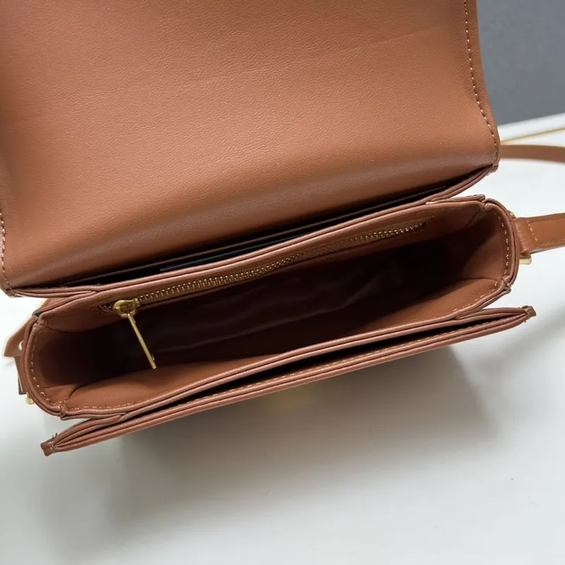 Celine Brown Leather Crossbody Satchel Bag - Image 9