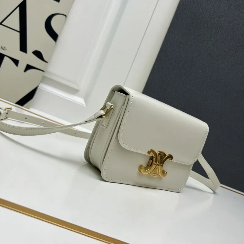 Alternative view of Celine White Leather Crossbody Satchel Bag 194