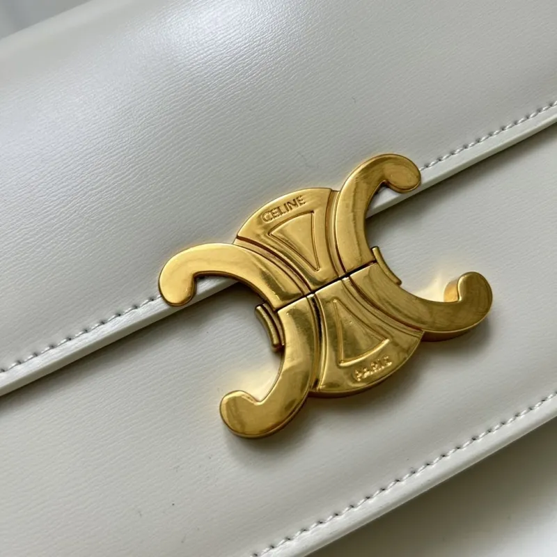 Celine White Leather Crossbody Satchel Bag 194 - Image 4