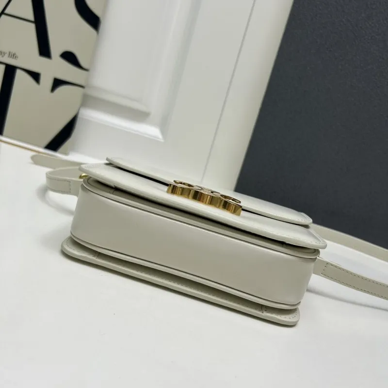 Celine White Leather Crossbody Satchel Bag 194 - Image 7