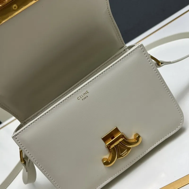 Celine White Leather Crossbody Satchel Bag 194 - Image 8