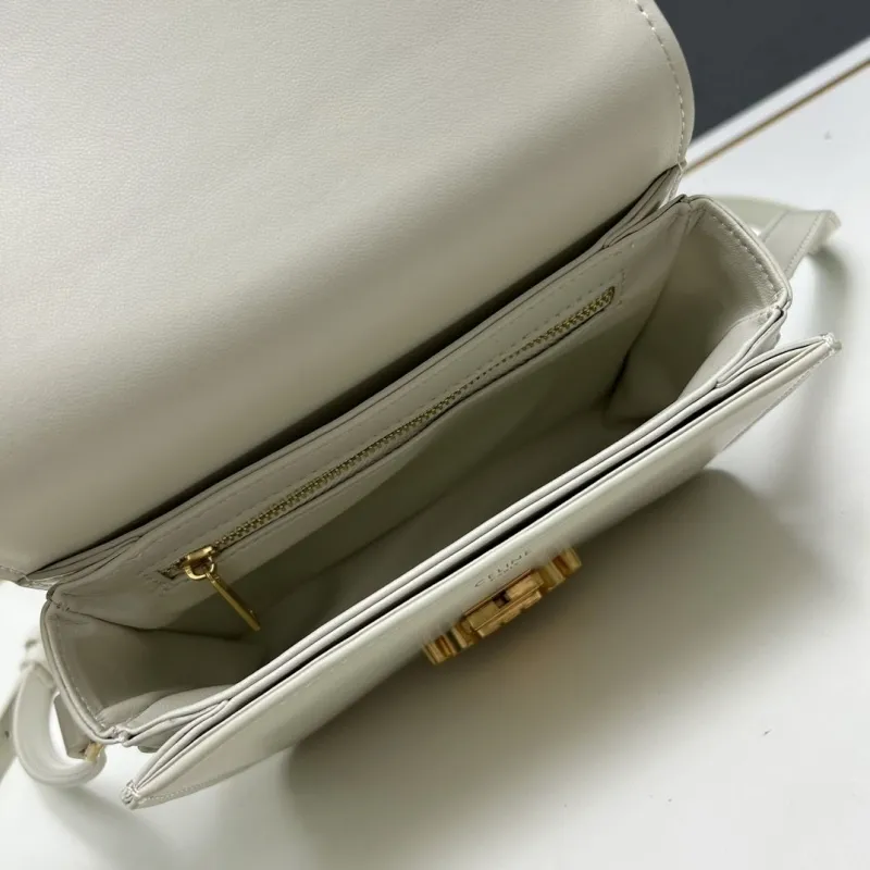 Celine White Leather Crossbody Satchel Bag 194 - Image 9