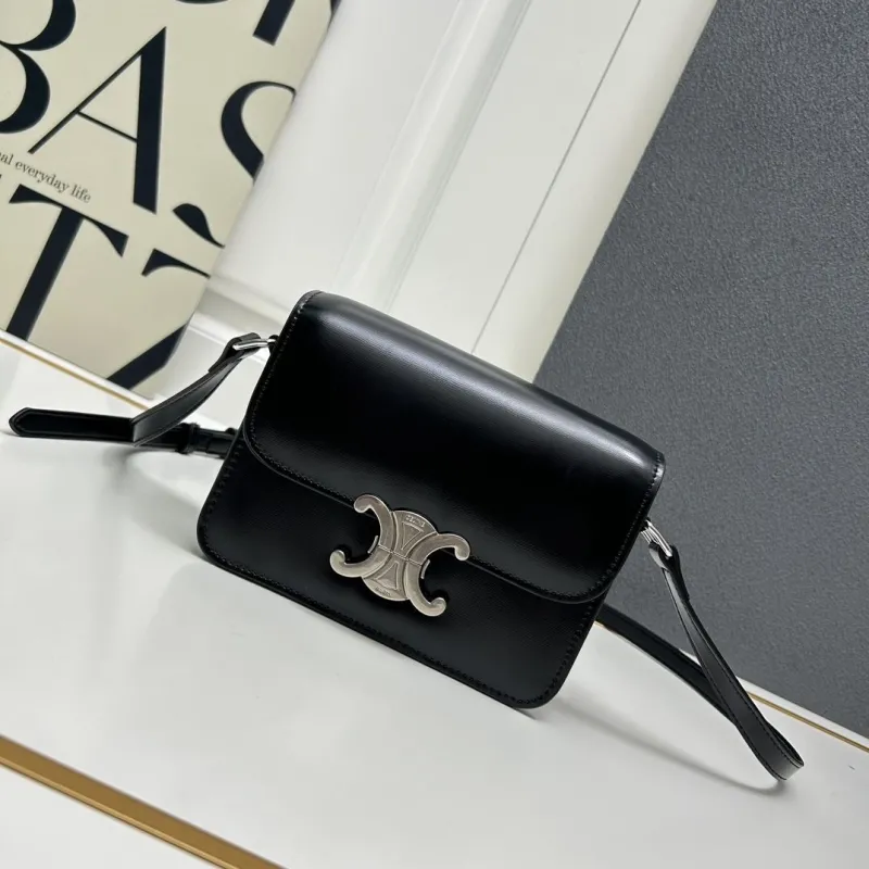 Celine Black Leather Crossbody Satchel Bag 195