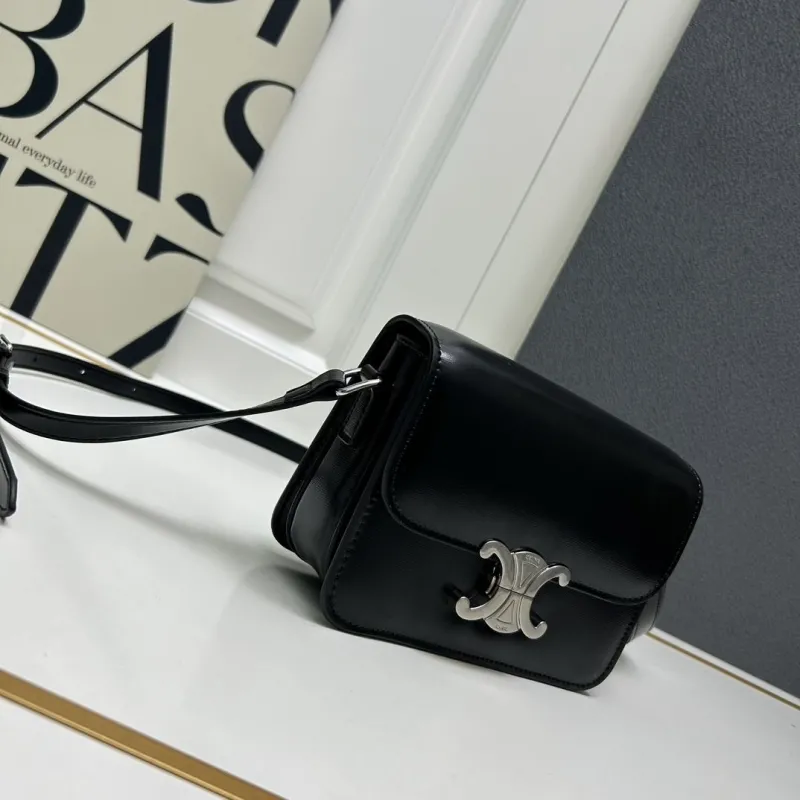 Alternative view of Celine Black Leather Crossbody Satchel Bag 195