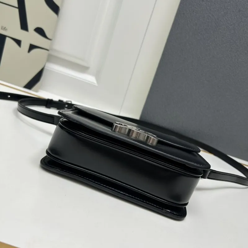 Celine Black Leather Crossbody Satchel Bag 195 - Image 7