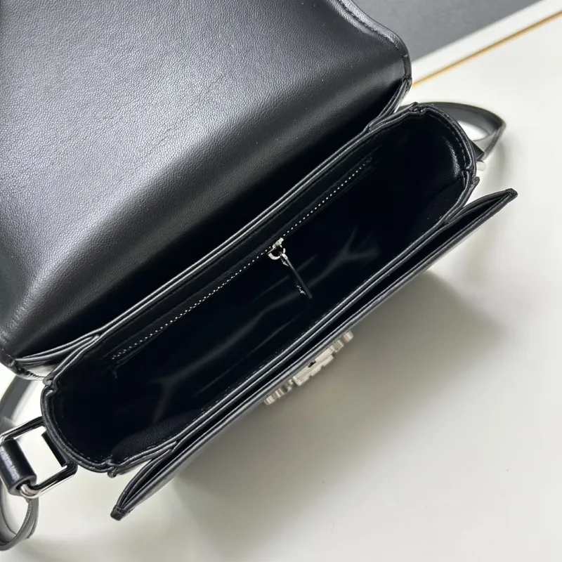 Celine Black Leather Crossbody Satchel Bag 195 - Image 9