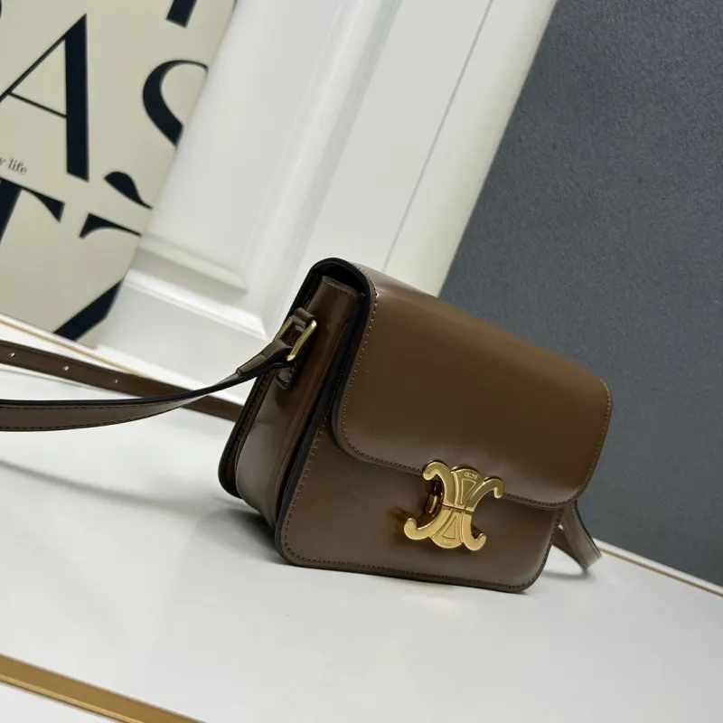 Alternative view of Celine Brown Leather Crossbody Satchel Bag 196