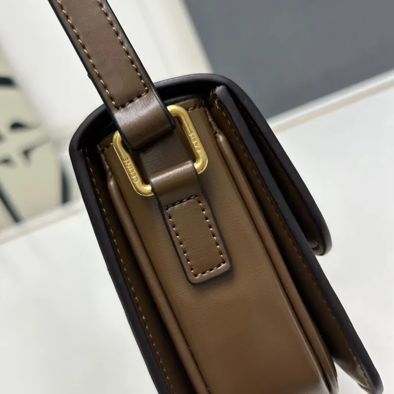 Celine Brown Leather Crossbody Satchel Bag 196 - Image 5
