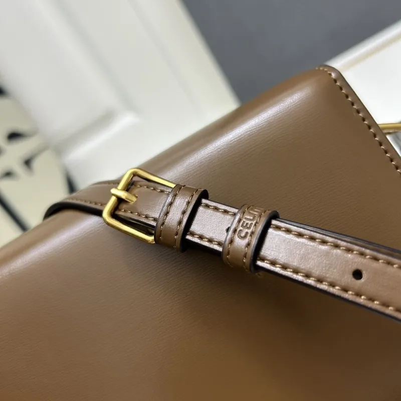 Celine Brown Leather Crossbody Satchel Bag 196 - Image 6
