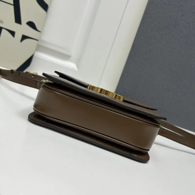 Celine Brown Leather Crossbody Satchel Bag 196 - Image 7