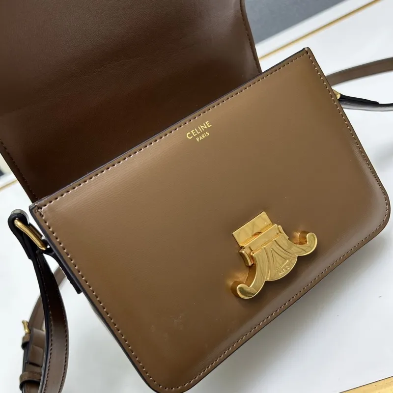Celine Brown Leather Crossbody Satchel Bag 196 - Image 8