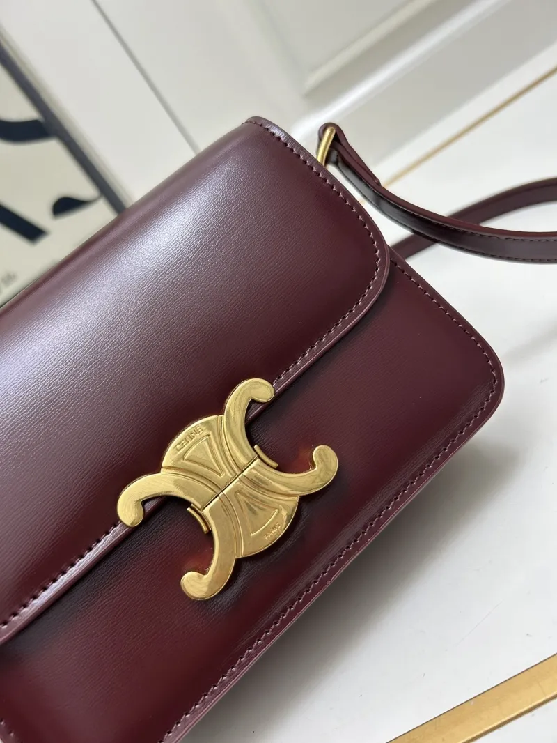 Celine Burgundy Leather Satchel Crossbody Bag - Image 3