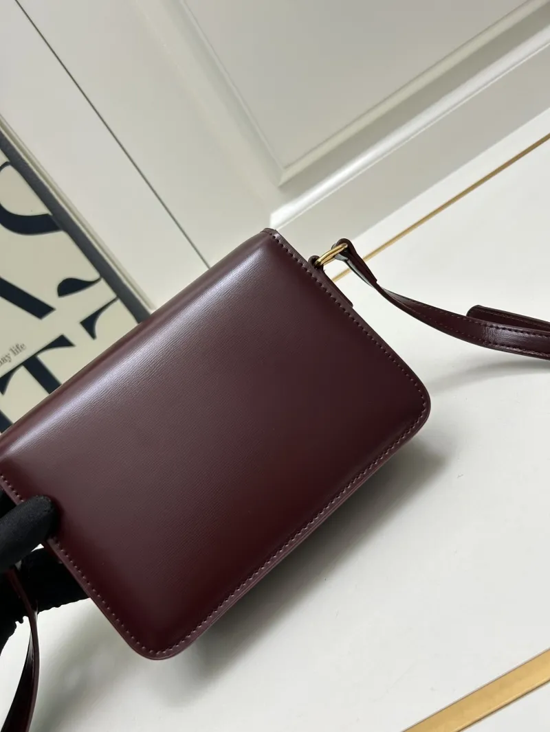 Celine Burgundy Leather Satchel Crossbody Bag - Image 4