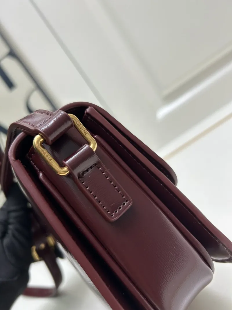 Celine Burgundy Leather Satchel Crossbody Bag - Image 5