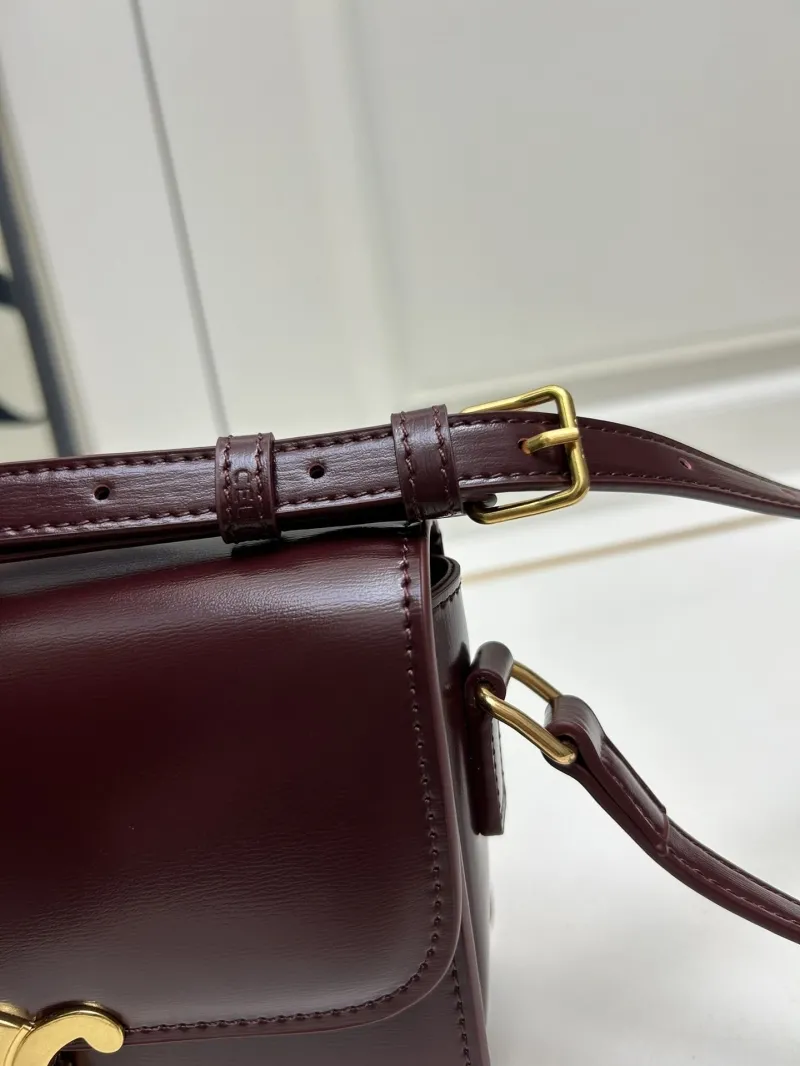 Celine Burgundy Leather Satchel Crossbody Bag - Image 6