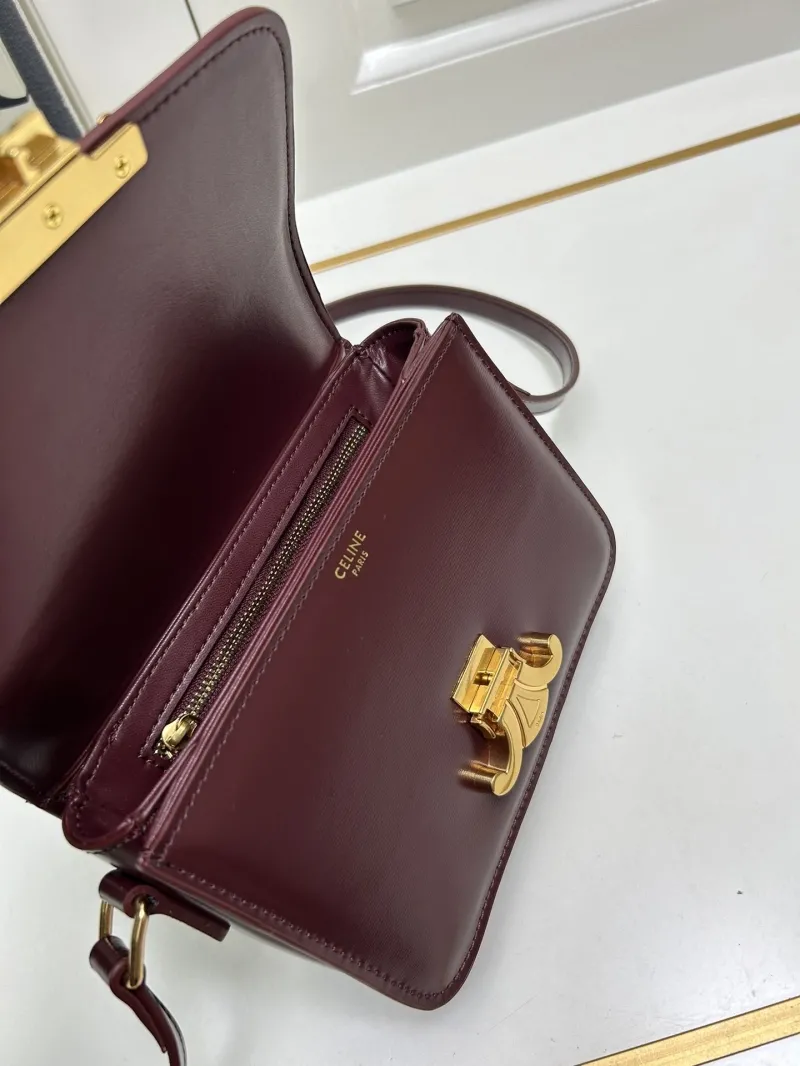 Celine Burgundy Leather Satchel Crossbody Bag - Image 8