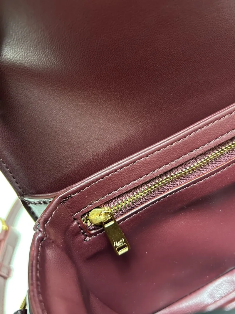 Celine Burgundy Leather Satchel Crossbody Bag - Image 9