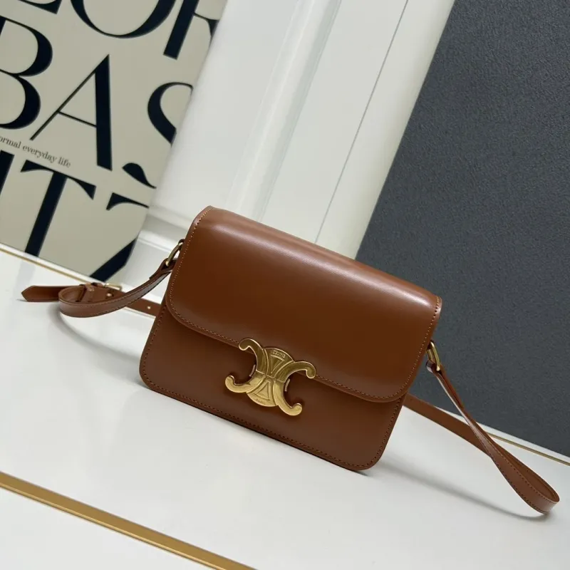 Alternative view of Celine Triomphe Leather Crossbody Satchel Bag