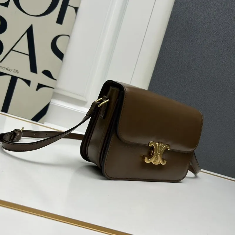 Alternative view of Celine Brown Leather Satchel Crossbody Bag 203