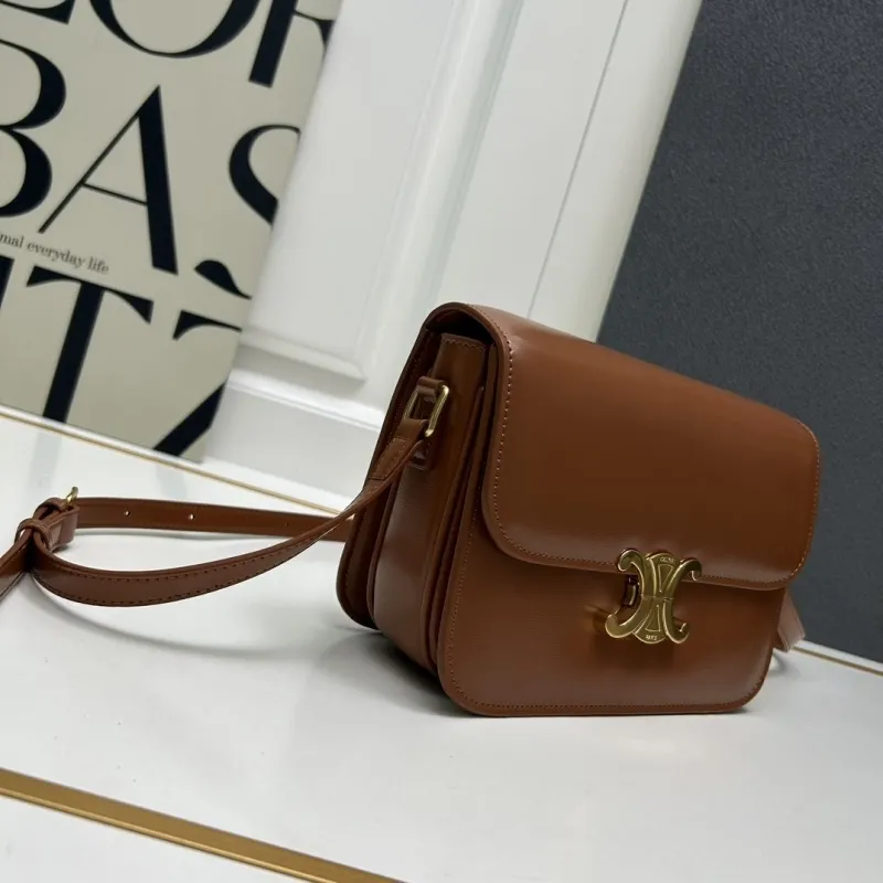 Alternative view of Celine Brown Leather Satchel Crossbody Bag 204