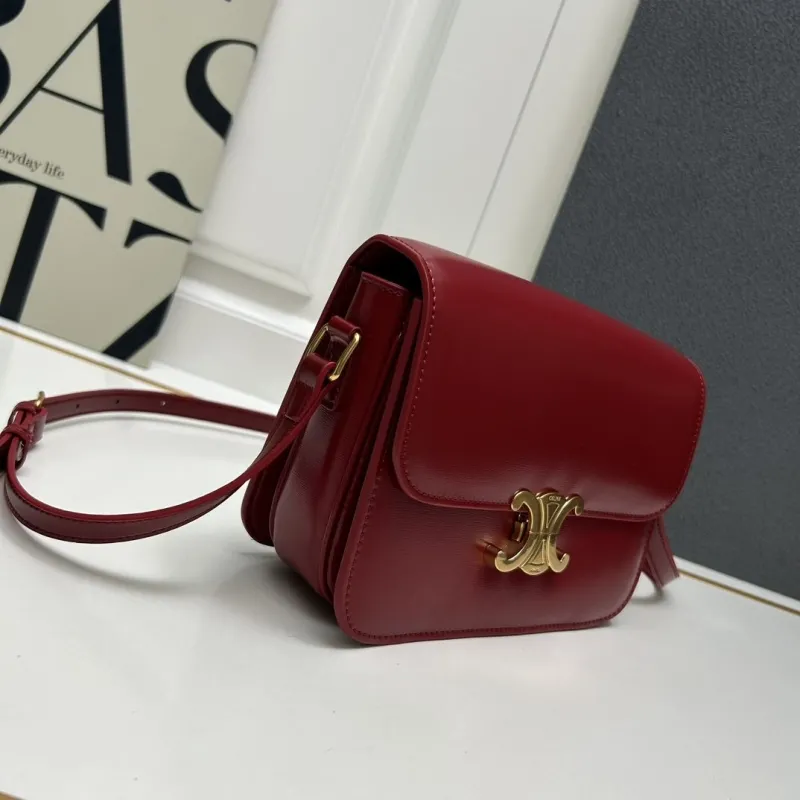 Alternative view of Celine Red Leather Satchel Crossbody Bag 206