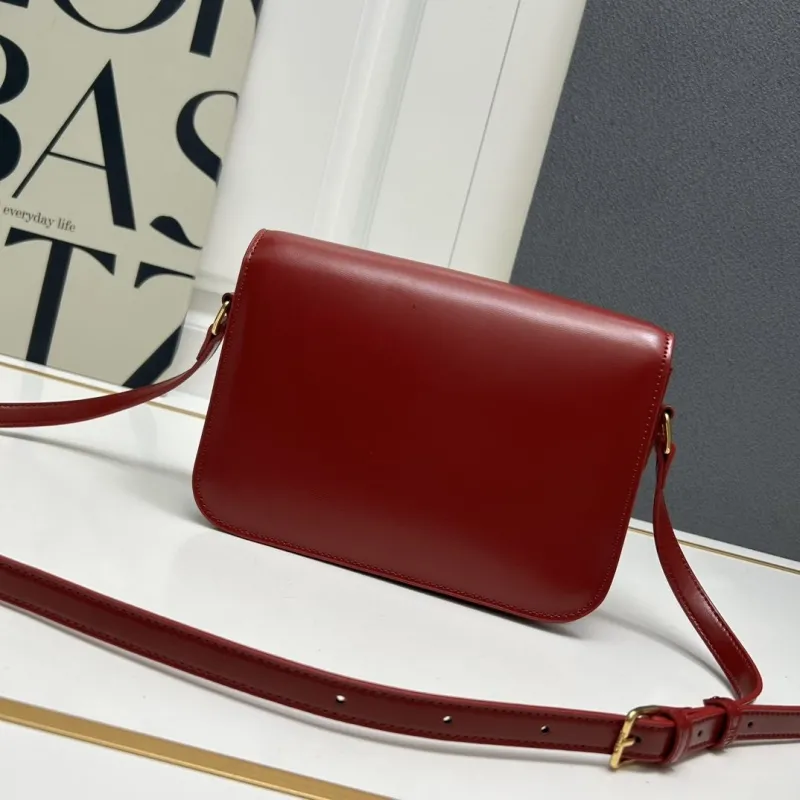 Celine Red Leather Satchel Crossbody Bag 206 - Image 3