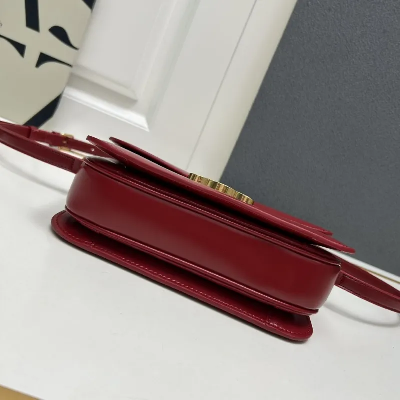 Celine Red Leather Satchel Crossbody Bag 206 - Image 4
