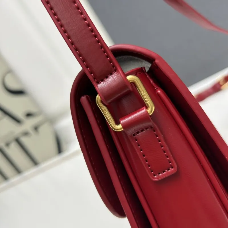 Celine Red Leather Satchel Crossbody Bag 206 - Image 6