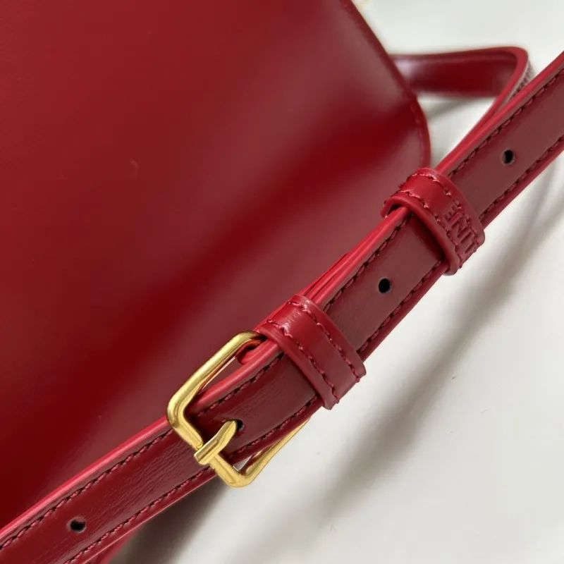 Celine Red Leather Satchel Crossbody Bag 206 - Image 7