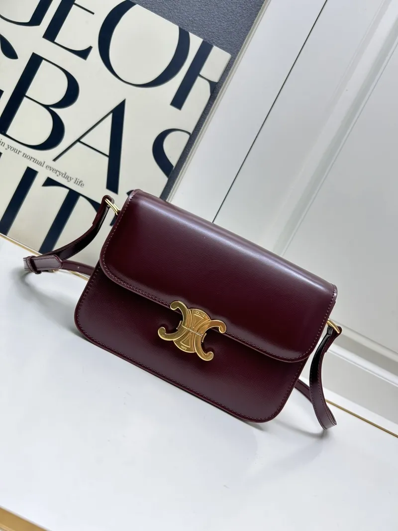 Celine 207 Burgundy Leather Satchel Crossbody Bag
