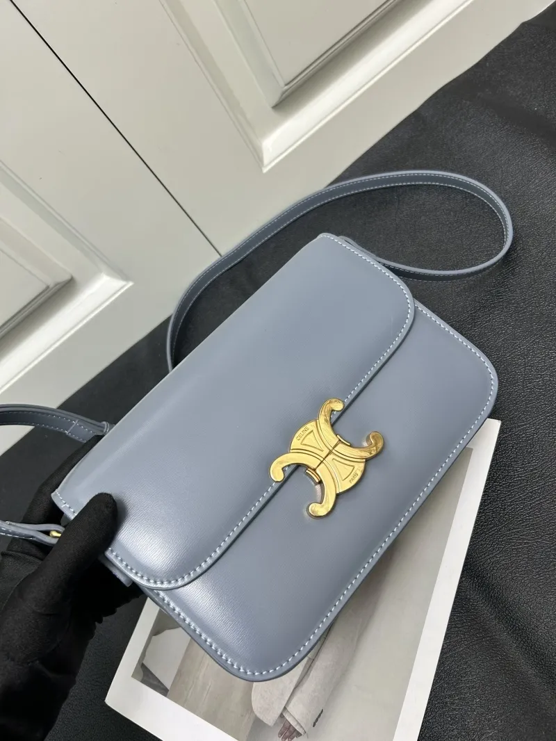Celine Blue Leather Satchel Crossbody Bag 208 - Image 4